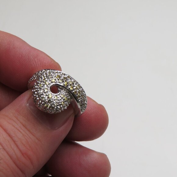 *Sterling Silver Yellow & White Diamond Ring Band - Picture 1 of 5